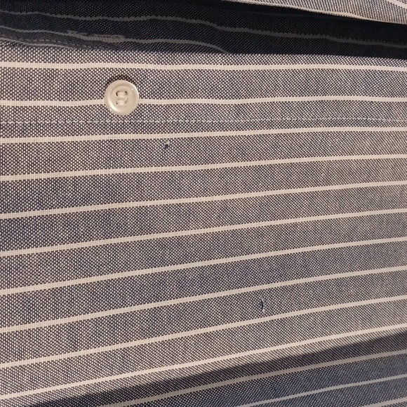 Men's Manhattan 15-1/2 34-35 long sleeved, Blue/white striped dress shirt - Picture 4 of 4